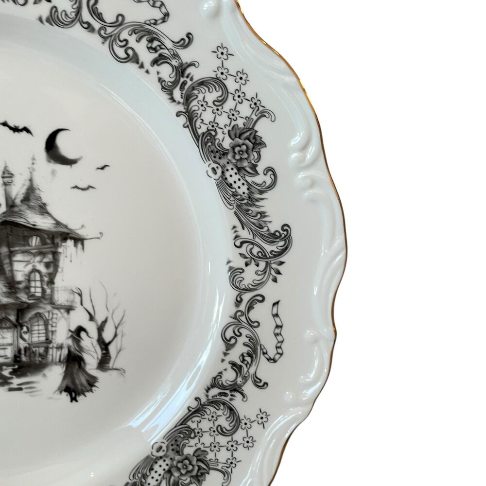 Monterey Bay Halloween Haunted House Dinner Plates 11in Porcelain Spooky NEW - Picture 11 of 15